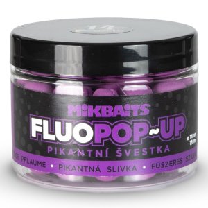 Mikbaits Fluo Pop-up Boilies Pikantná slivka 14mm 150ml