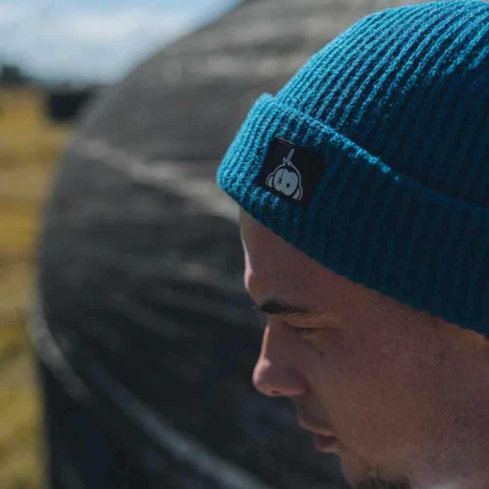 Monkey Climber Čiapka Halfawrap Beanie Turquoise Blue