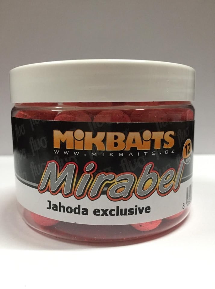 Mikbaits Mirabel Fluo boilie 150ml Jahoda 12mm