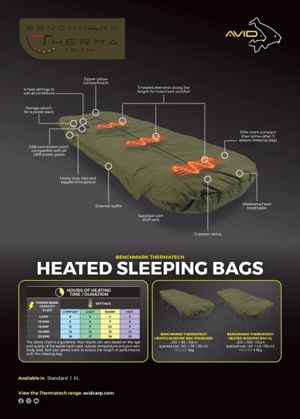 Avid Carp Benchmark Thermatech Heated Sleeping Bag - XL